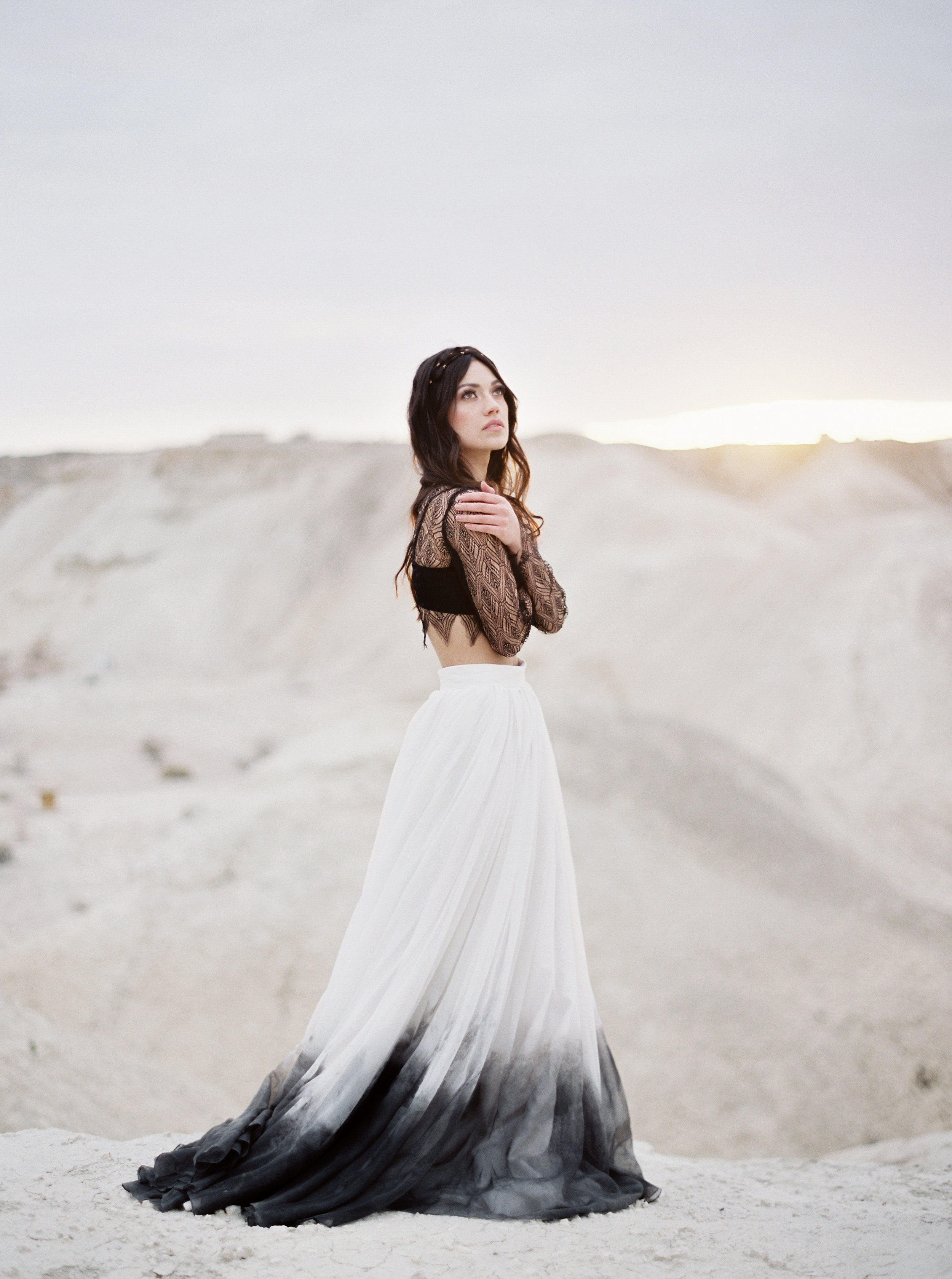 Black and white ombre wedding dress clearance